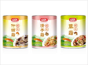 北京山達(dá)食品公司蘑菇罐頭包裝設(shè)計