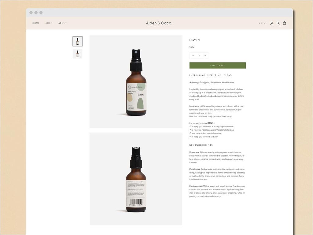 Aiden＆Coco香水品牌網(wǎng)站頁面設(shè)計
