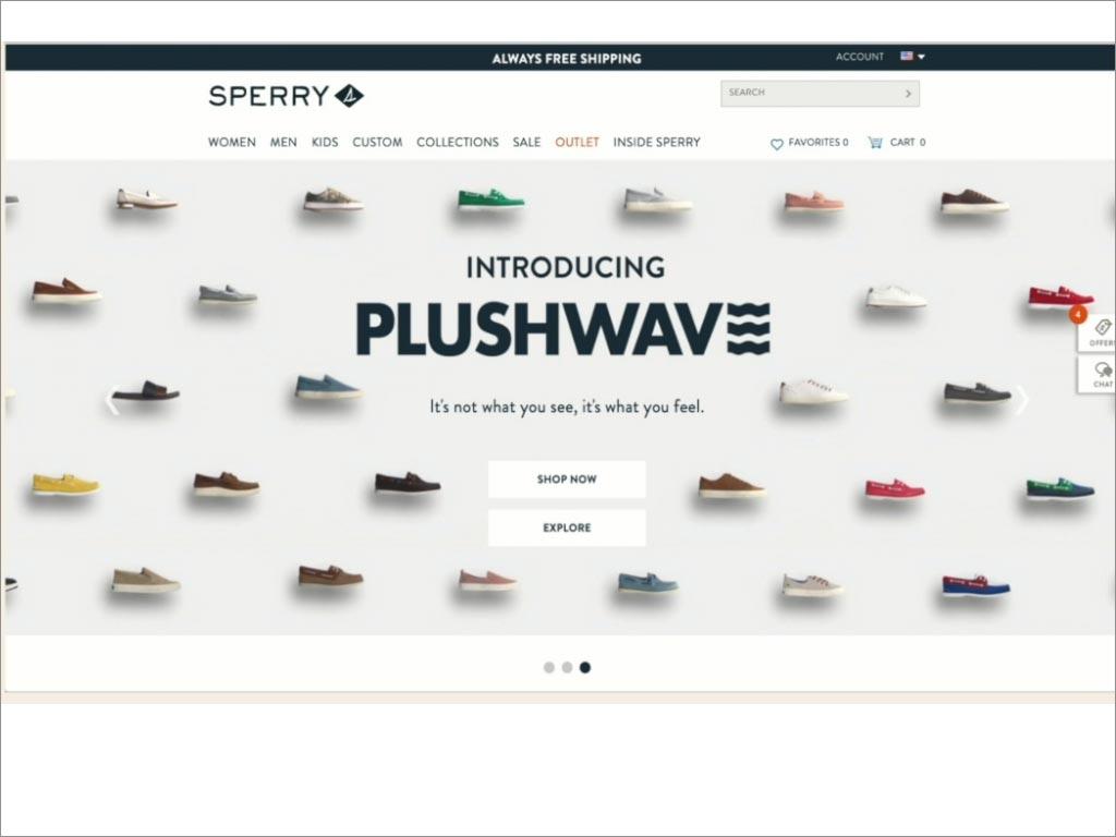 SPERRY PLUSHWAVE休閑鞋品牌網(wǎng)站設計