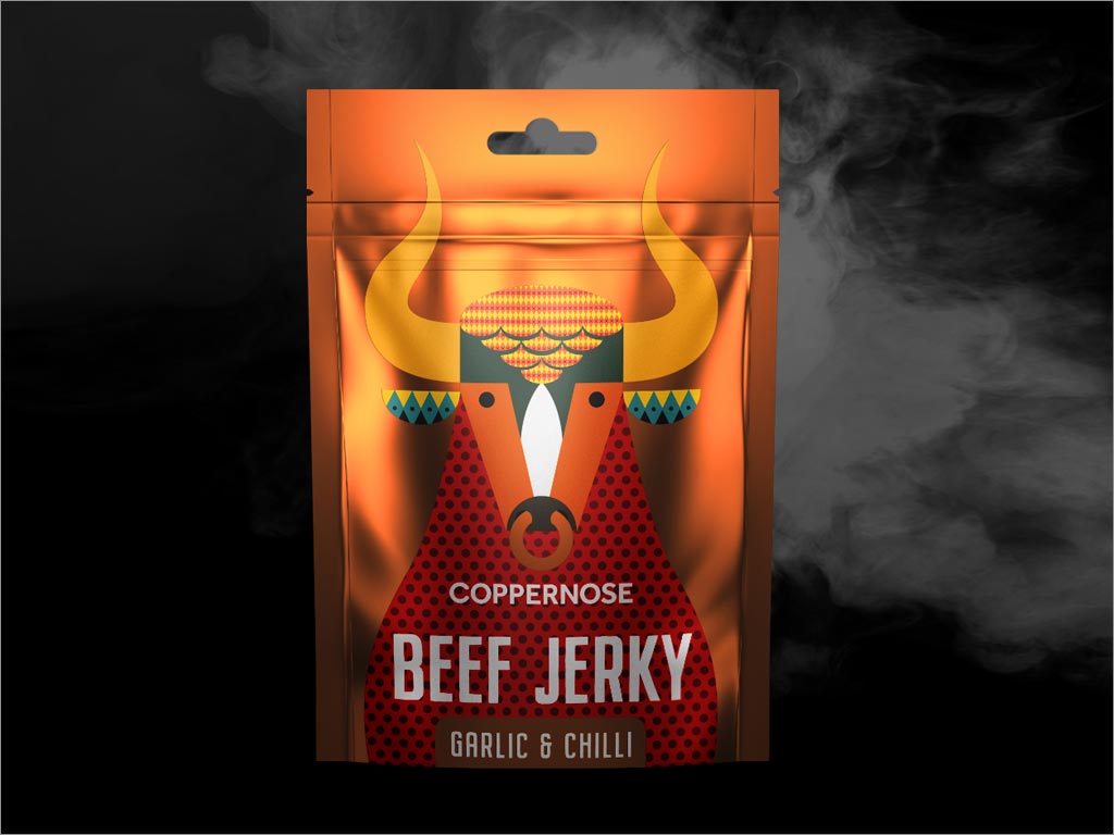 英國Coppernose beef Jerky香辣味牛肉干休閑食品包裝設(shè)計