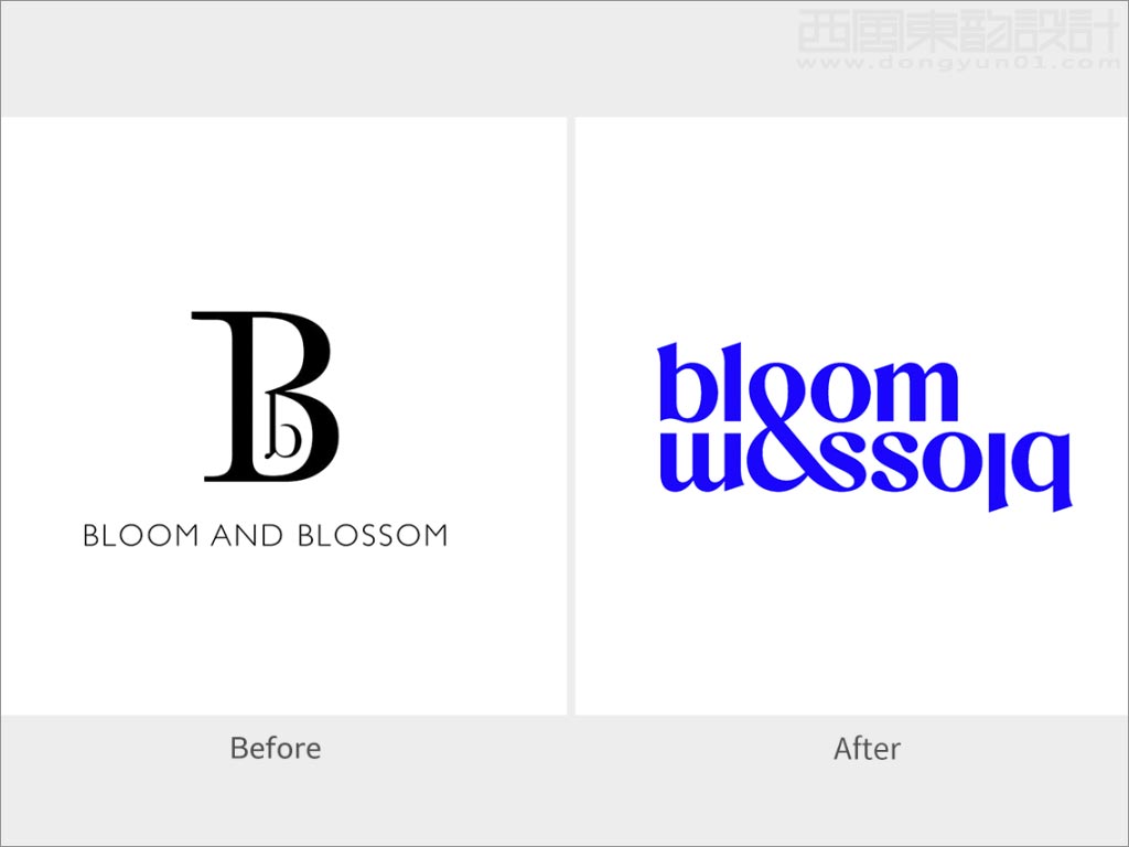 英國Bloom and Blossom護膚品新舊logo設計對比