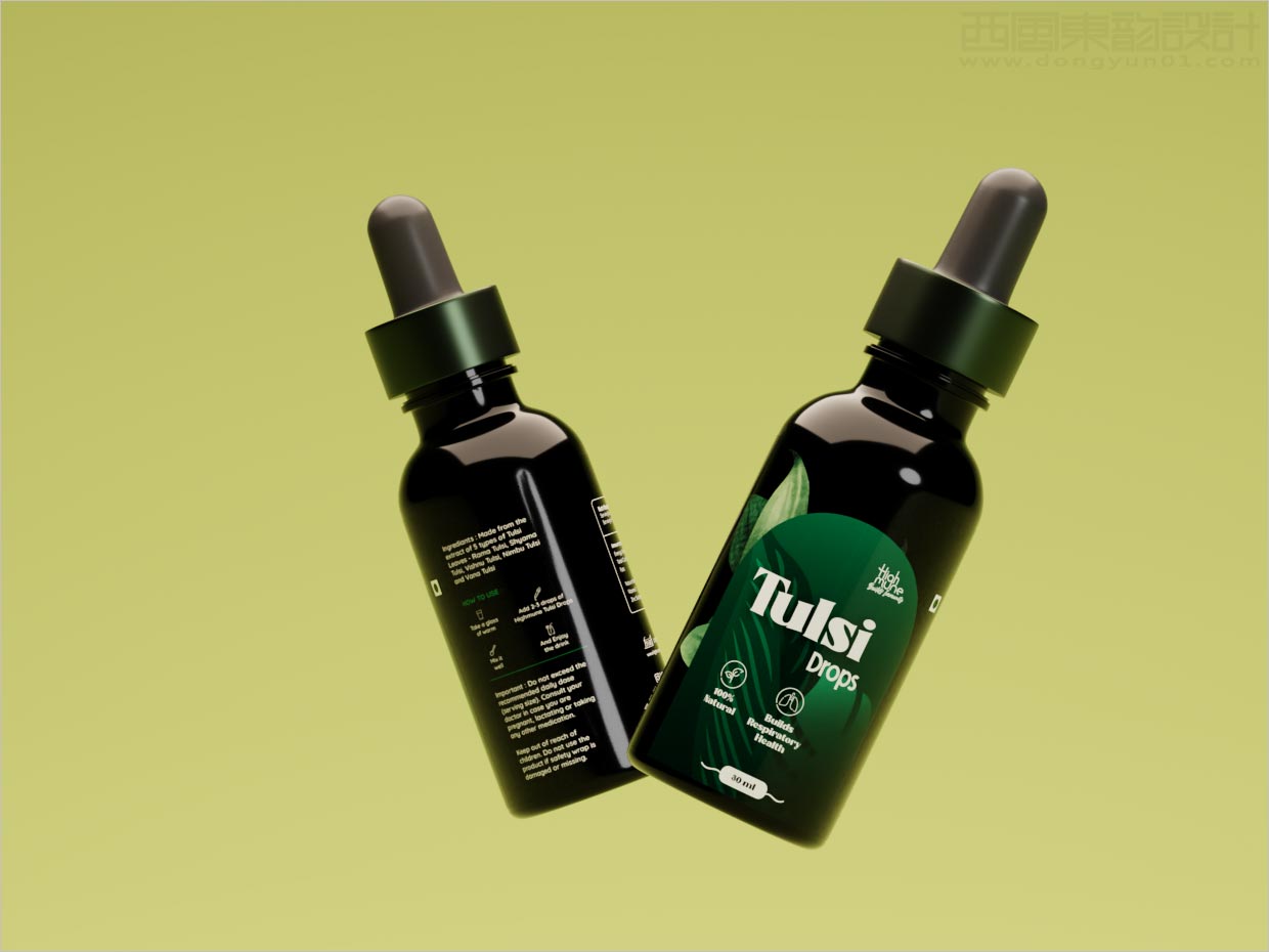 印度Highmune Tulsi Drops 改善呼吸系統(tǒng)健康保健品包裝設(shè)計(jì)