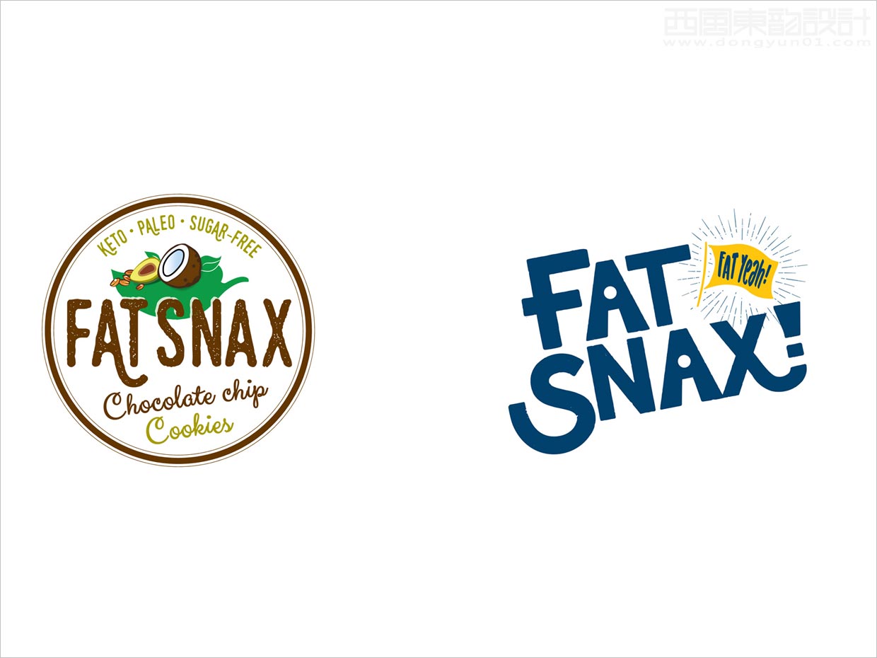 美國Fat Snax餅干快消食品logo設(shè)計之新舊logo設(shè)計對比