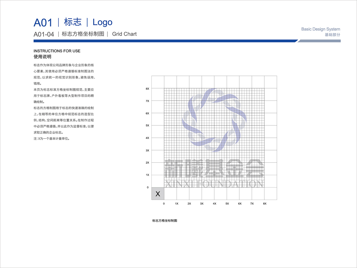 北京新曦顛覆性技術創(chuàng)新基金會VI設計之標志標準化制圖